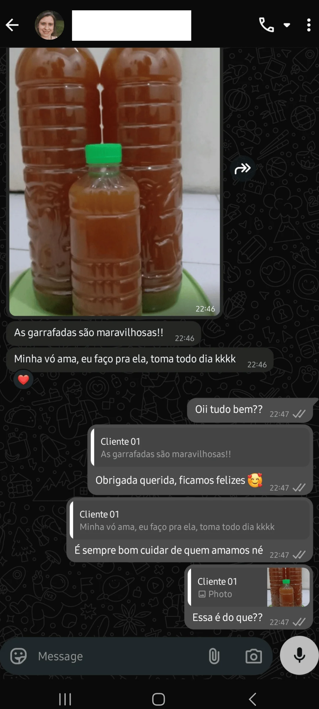 Depoimento enviado por WhatsApp