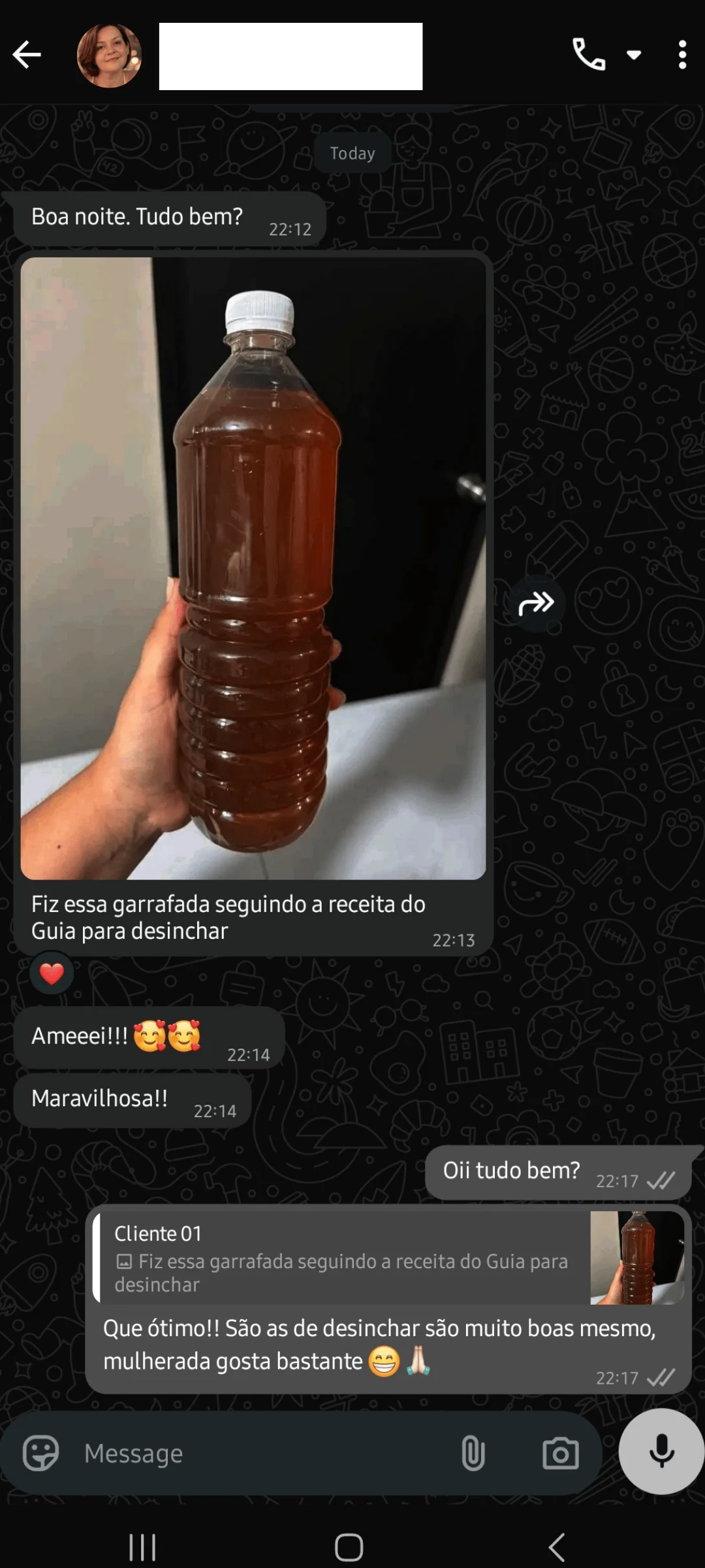Depoimento enviado por WhatsApp